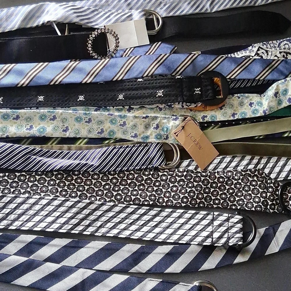 New* J.Crew M/L Cotton Floral & Foliage Belt White Blue Green - Picture 9 of 10